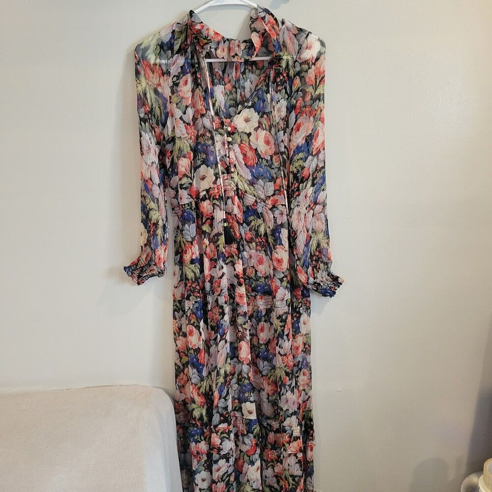 Anthropologie The Marais Printed Chiffon Maxi Dress Size S Just DRESS